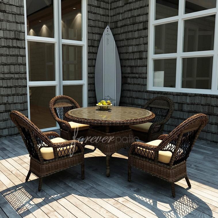 Forever Patio Leona 4-Person Resin Wicker Patio Dining Set With 48-Inch