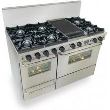 FiveStar Ranges TTN525-7BW 48 Inch Dual-Fuel Self-Cleaning Convection Range With Open Burners- Stainless Steel
