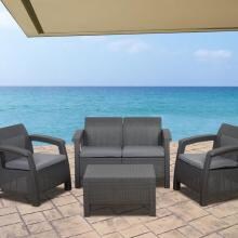Atlantic Corfu 4-Person Resin Wicker Patio Conversation Set - Gray