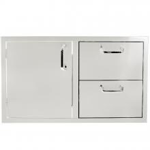 BBQGuys.com Kingston Series 36-Inch Stainless Steel Left-Hinged Access Door & Double Drawer Combo image