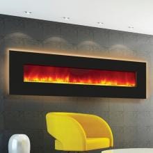 Amantii Enhanced Series Wall Mount/Built-In 72-Inch Electric Fireplace - Black Glass - WM-BI-72