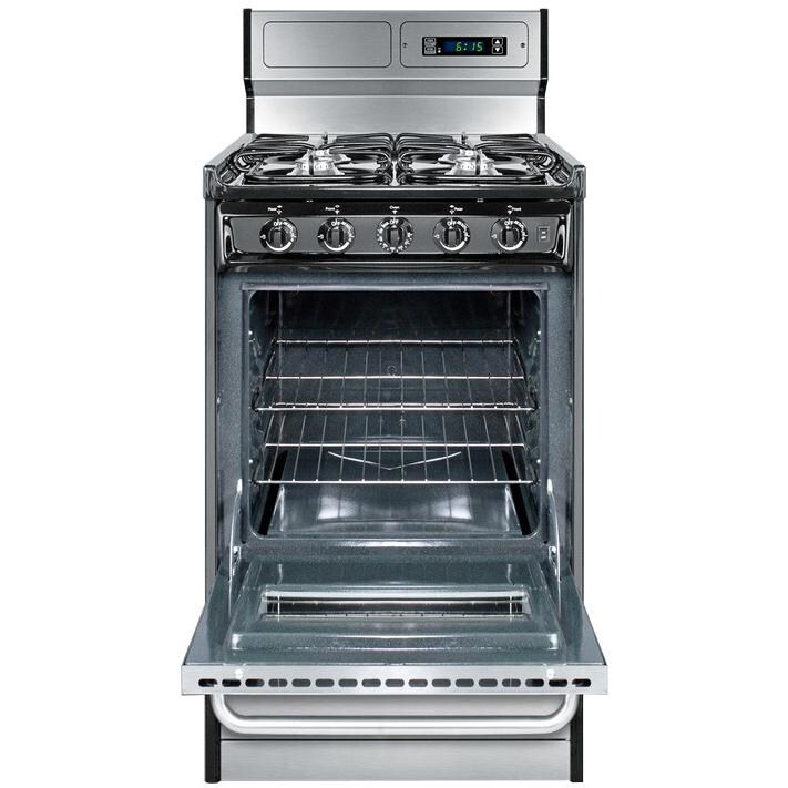 Summit Professional 20Inch 4Burner Freestanding Gas Range Stainless Steel TNM13027BFKWY