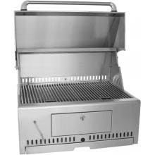 BBQ Guys Built In 30 Inch Charcoal Grill w/ Lid Open