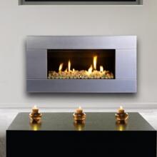 Escea ST900 Indoor Natural Gas Fireplace - Stainless Steel With With White Ceramic Stones