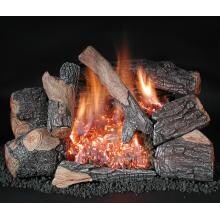 Rasmussen 18-Inch Bark Gas Log Set With Vent Free Propane Evening Embers C8 Double Burner - Remote Ready Safety Pilot image
