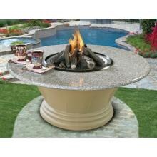 California Outdoor Concepts San Simeon Cocktail Height Fire Pit Table With Sea Green Granite Top And Chocolate Brown Base