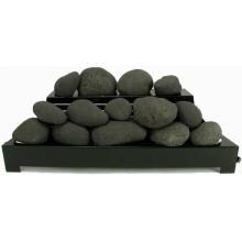 Rasmussen 30-Inch Black ALTERNA See-Thru FireStone Set With Vent Free Natural Gas Black Chassis Burner - Variable Flame Remote image