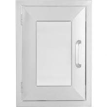 BBQGuys.com Kingston Panel Series 14-Inch Stainless Steel Left-Hinged Single Access Door - Vertical image