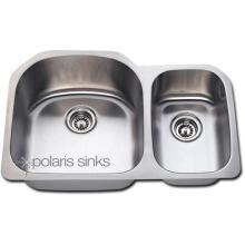 Polaris 31 X 20 16-Gauge Offset Double Bowl Stainless Steel Undermount Sink image
