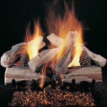 Rasmussen 24-Inch Evening CrossFire Gas Log Set With Vented Natural Gas Custom Embers Pan Burner - Match Light image