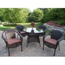 Oakland Living Resin Wicker 4-Person Patio Dining Set With Glass Top Table - Coffee
