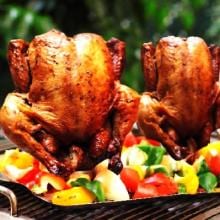 Man-Law 11 X 19 Inch Double Stainless Steel Beer Can Chicken Roaster image