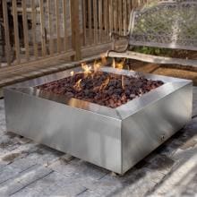 BBQGuys.com 42 Inch Stainless Steel Square Fire Pit - Natural Gas