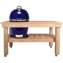 Grill Dome Infinity Series XL Kamado Grill On Cypress Table - Blue