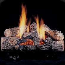 Rasmussen 24-Inch Bark Gas Log Set With Vent Free Propane Evening Embers C7 Single Burner - Variable Flame Remote image