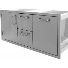 Kingston Series Single Door, Double Drawer & Trash Roll-Out Combo Side View 