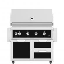 Hestan 42-Inch Freestanding Propane Gas Grill W/ All Infrared Burners & Rotisserie On Double Drawer & Door Tower Cart - Stealth - GSBR42-LP-BK image
