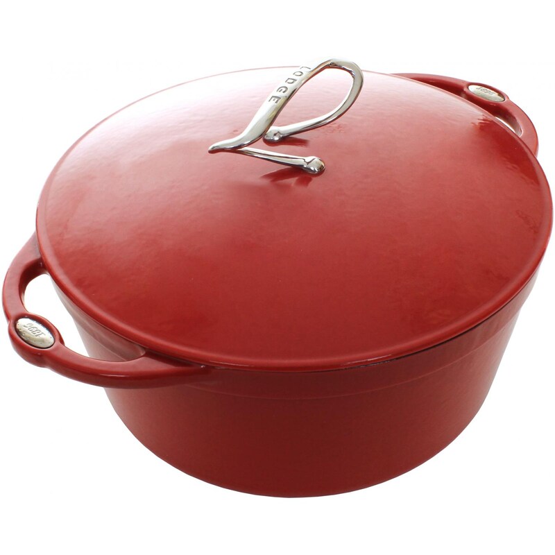 Lodge 6 Quart L Series Colored Enamel Cast Iron Dutch Oven, Patriot Red