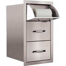 Summerset 15-Inch Stainless Steel Flush Mount Double Access Drawer With Paper Towel Holder - SSTDC-1 image