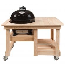 Primo Oval Junior Ceramic Kamado Grill On Countertop Cypress Table image