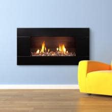 Escea ST900 Indoor Natural Gas Fireplace - Black With With New Zealand River Rock