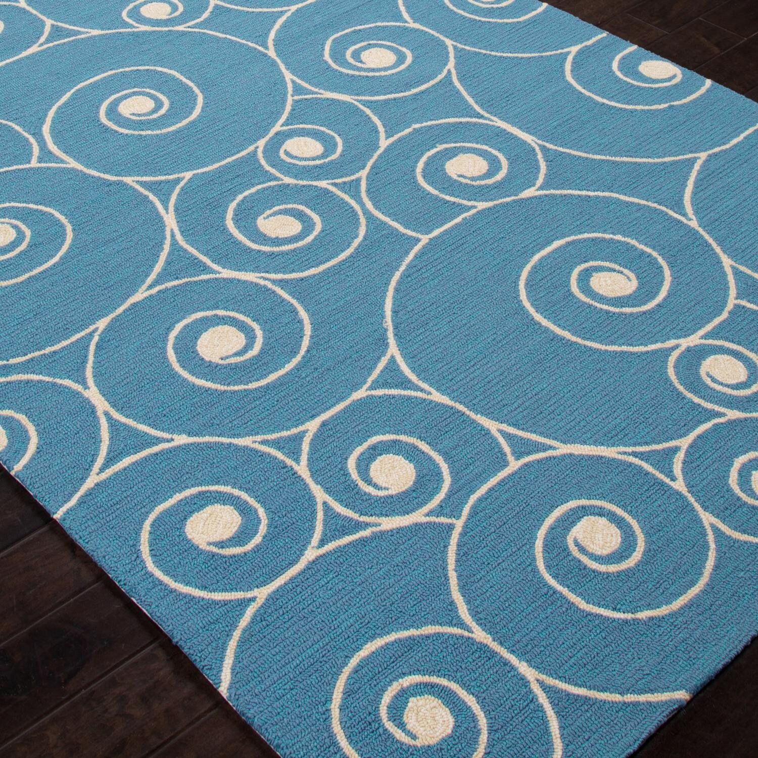 Jaipur Rugs Coastal Nautilus 5 X 7.6 Indoor/Outdoor Rug Blue/Ivory