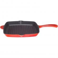 Cajun Classic 10-Inch Enamel Cast Iron Grill Pan - Red/Black - GL10496AER image