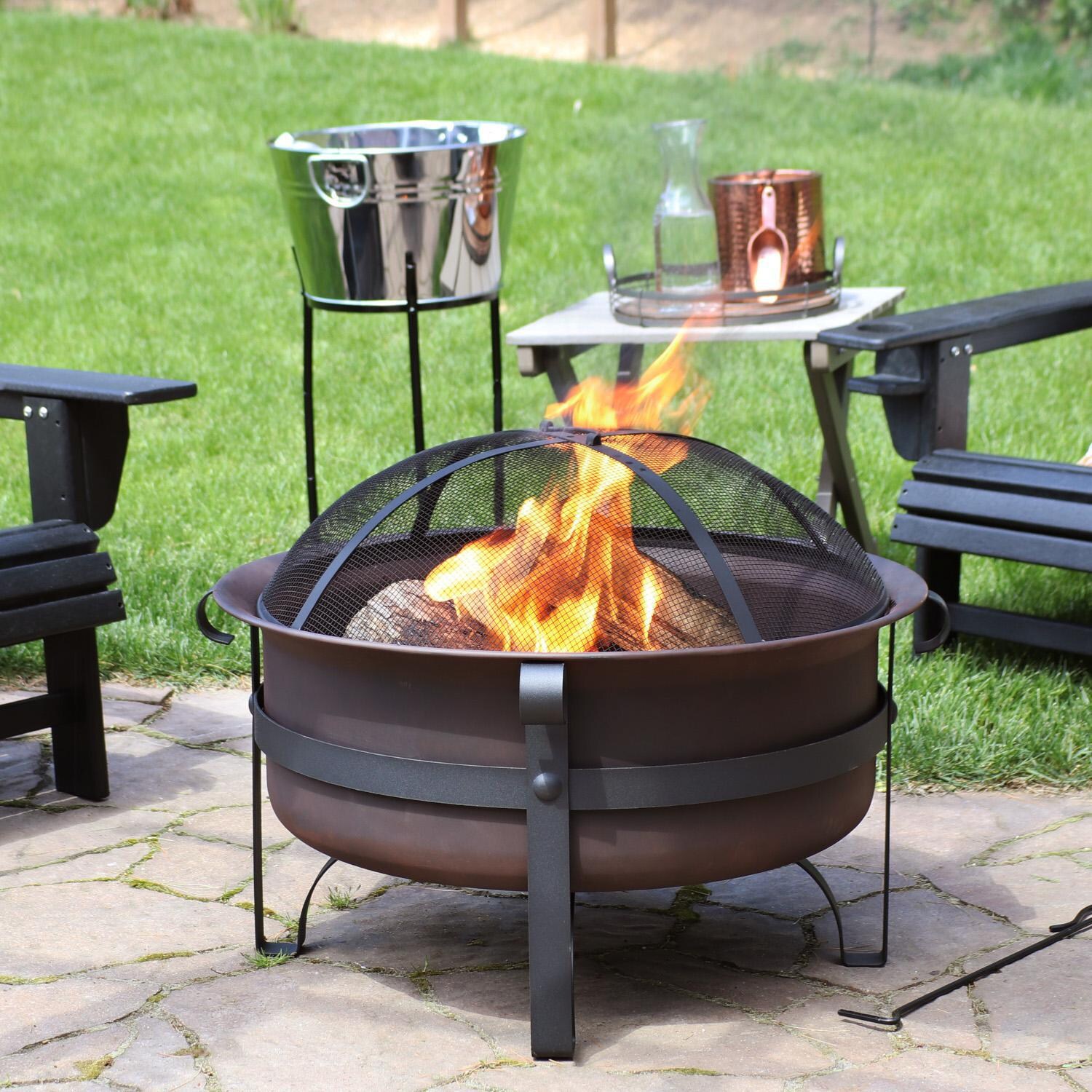 Ultimate Patio 29-Inch Steel Cauldron Wood Burning Fire Pit thumbnail