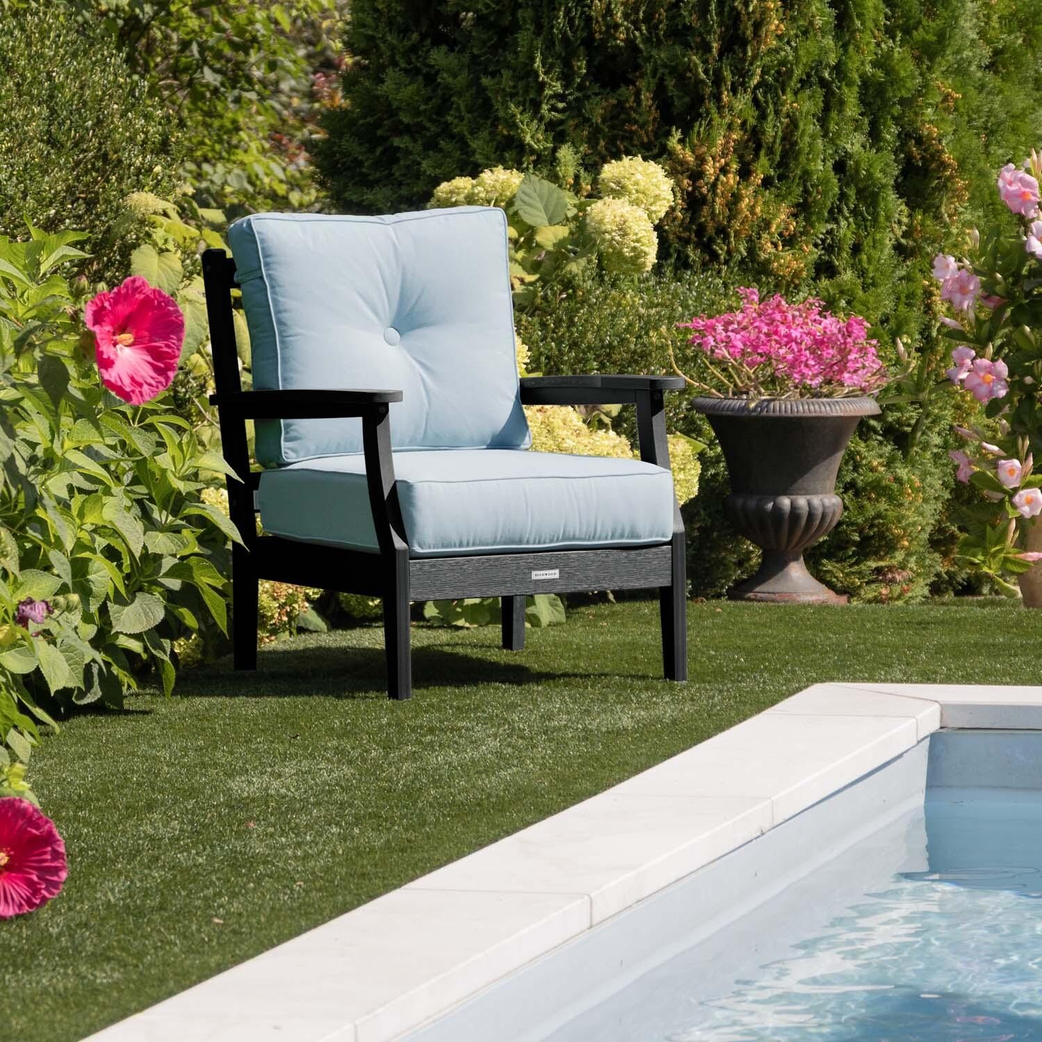 Blushing Bay Recycled Plastic Club Chair in Bliss Dew/Black by Lakeview Outdoor Designs - In Garden - Lifestyle thumbnail