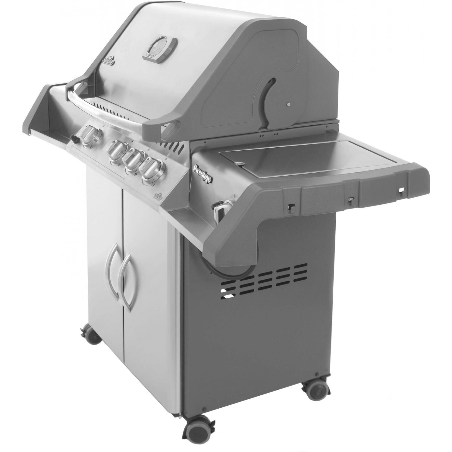Napoleon Prestige I Gas Grill On Cart With Side Burner Side View thumbnail
