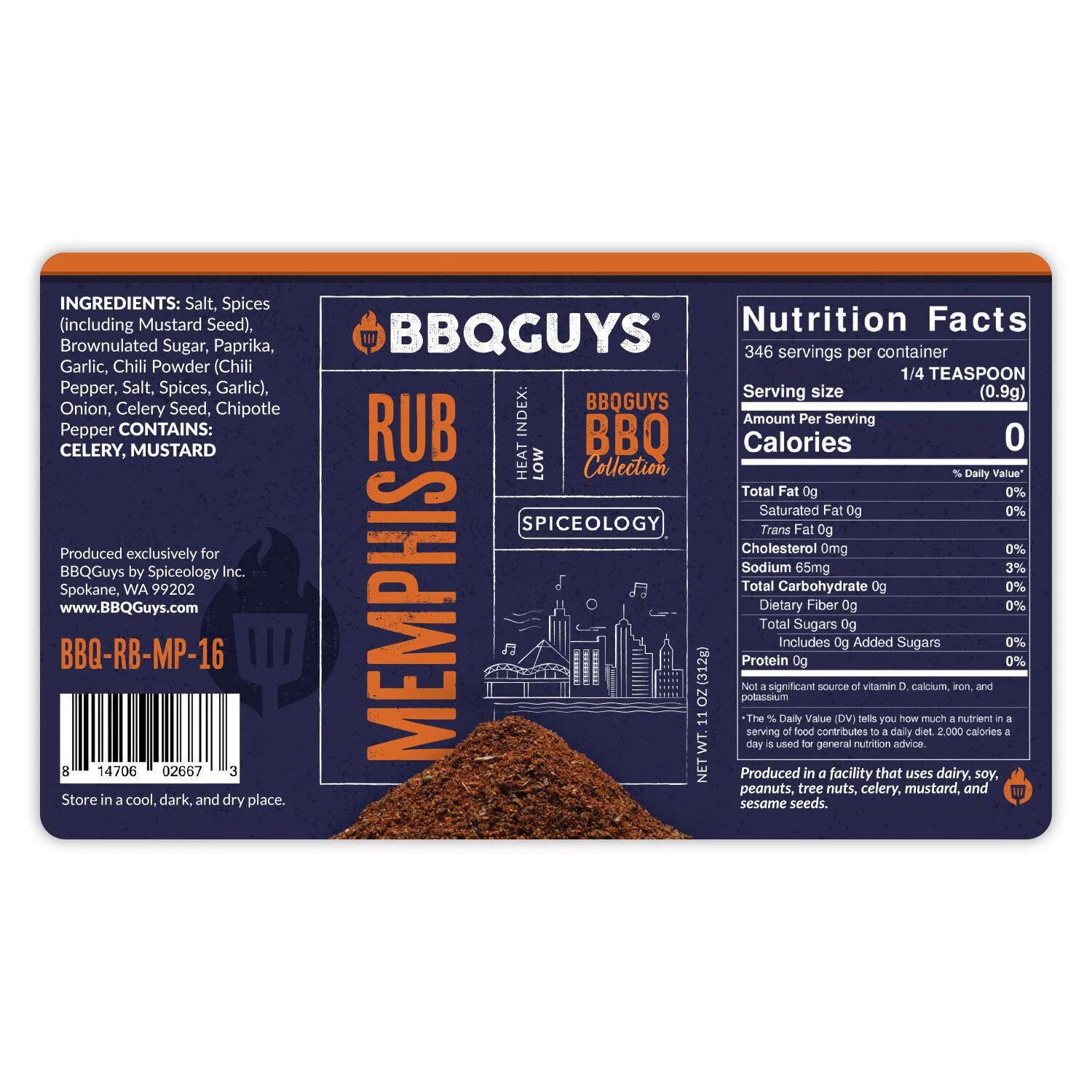 BBQGuys Signature x Spiceology Complete Collection Rub Variety Pack - Memphis Rub Nutrition Label thumbnail