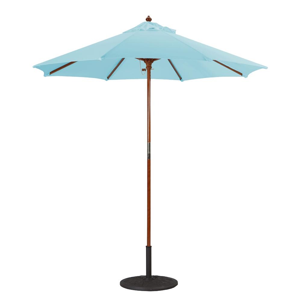 Galtech 7.5 Ft. Octagonal Hardwood Patio Market Umbrella W/ Push Lift - Dark Wood W/ Sunbrella Canvas Air Blue Canopy
