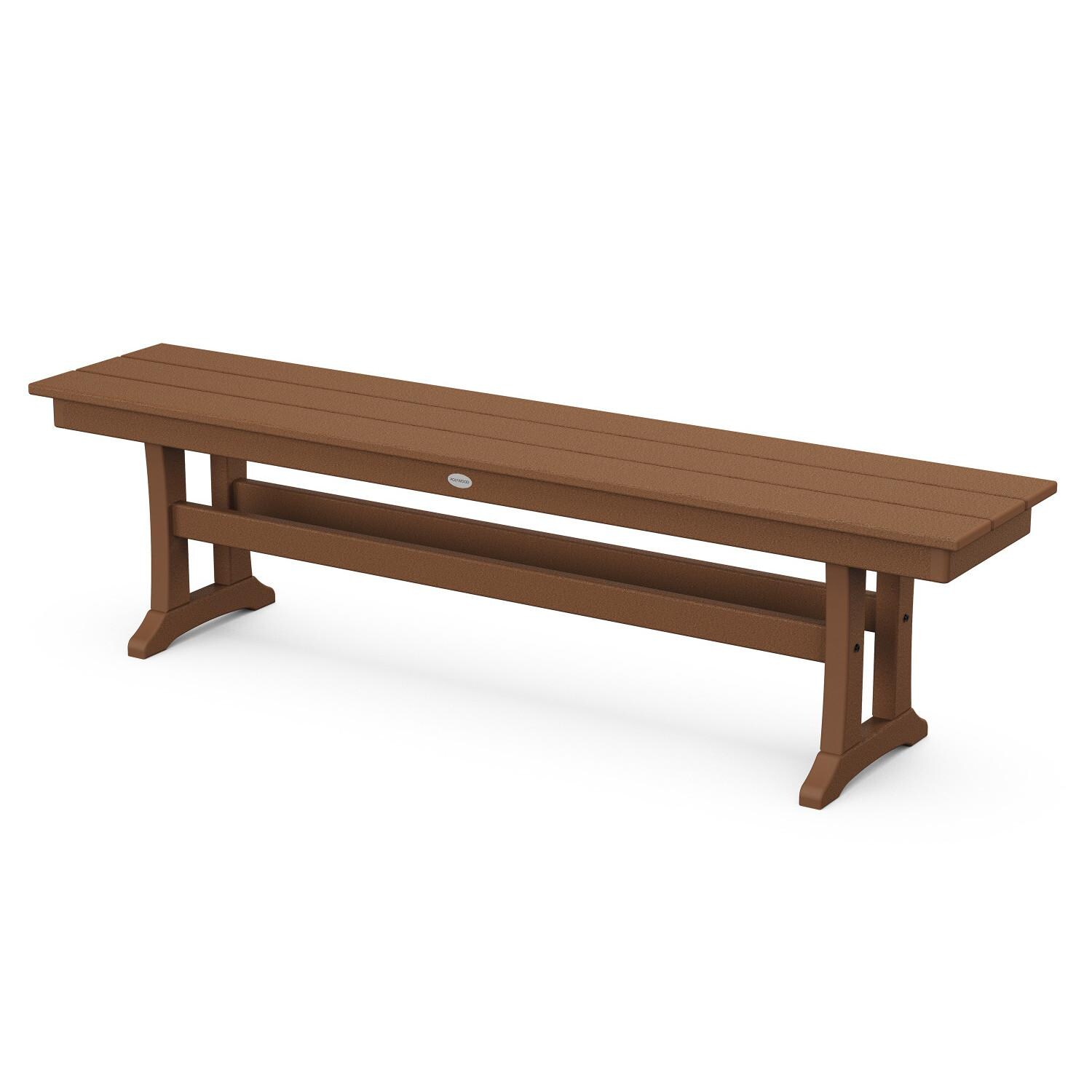 POLYWOOD PL36-T1L1TE Farmhouse Trestle 65-Inch Bench - Teak thumbnail