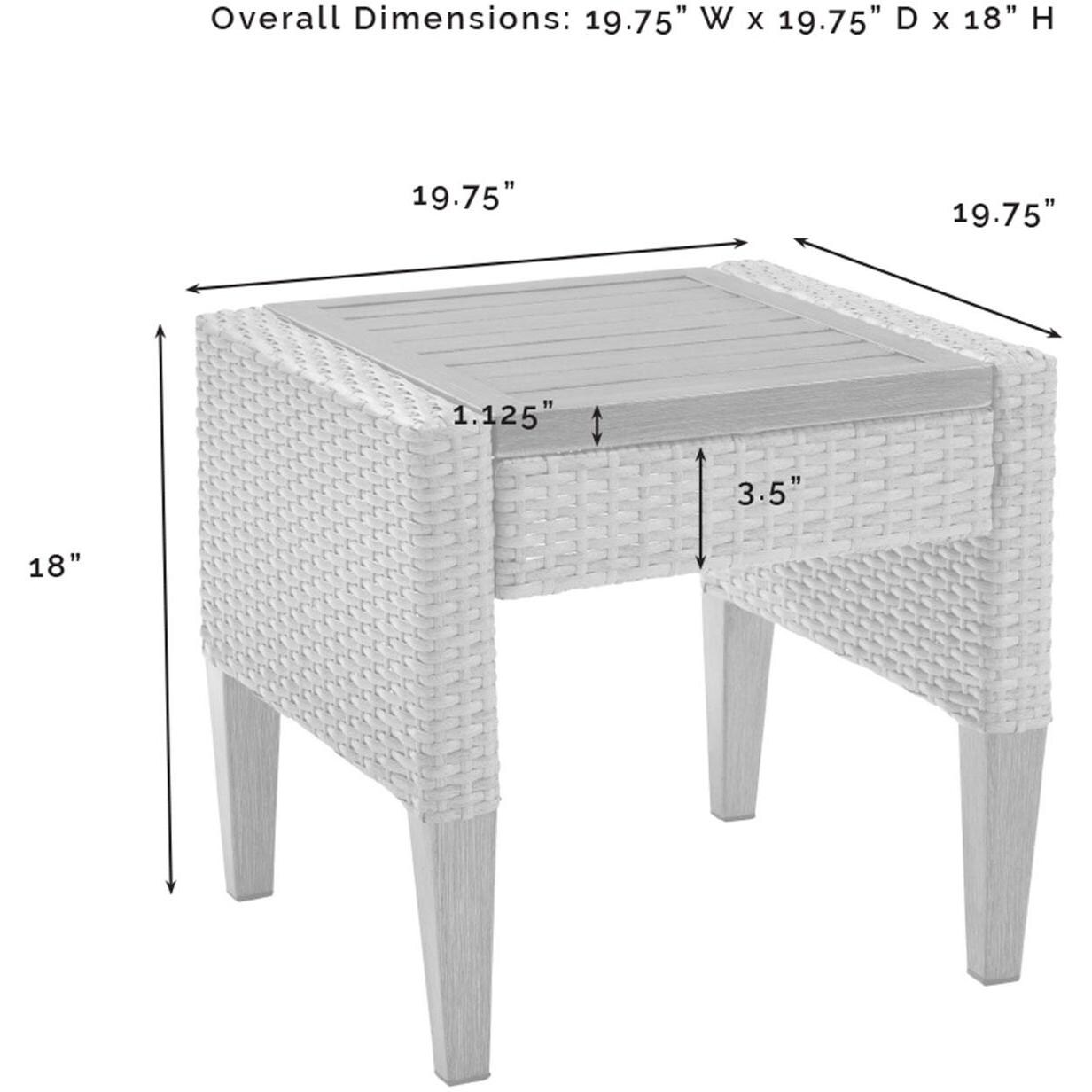 Ultimate Patio UP-92431BR-CR 7Pc Wicker Outdoor Sofa Patio Furniture Set in Creme - Middle Table Dimensions - Diagram thumbnail