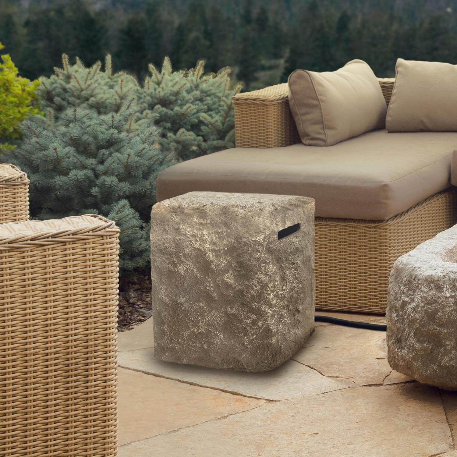 Real Flame Antique Stone Propane Tank Cover - Lifestyle thumbnail