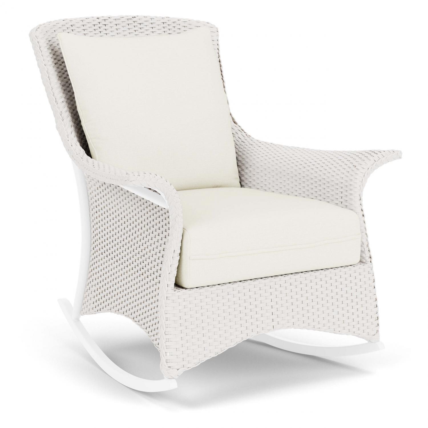 Lloyd Flanders Mandalay Lounge Rocker in White Finish with Sailcloth Salt fabric - Angled thumbnail