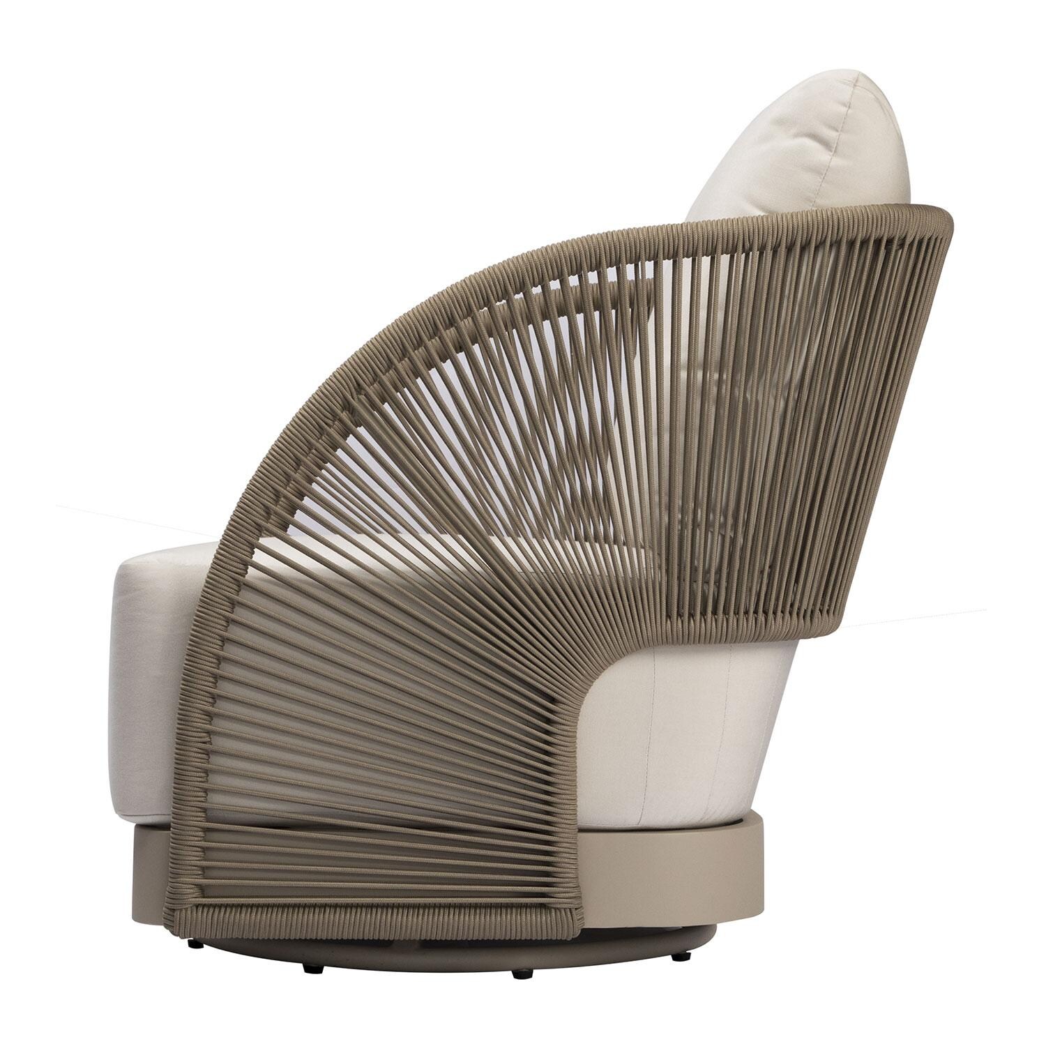 Elementi OS-2502W Malibu Outdoor Aluminum Swivel Club Chair w/ Sunbrella Cushions - Side View - White Background thumbnail