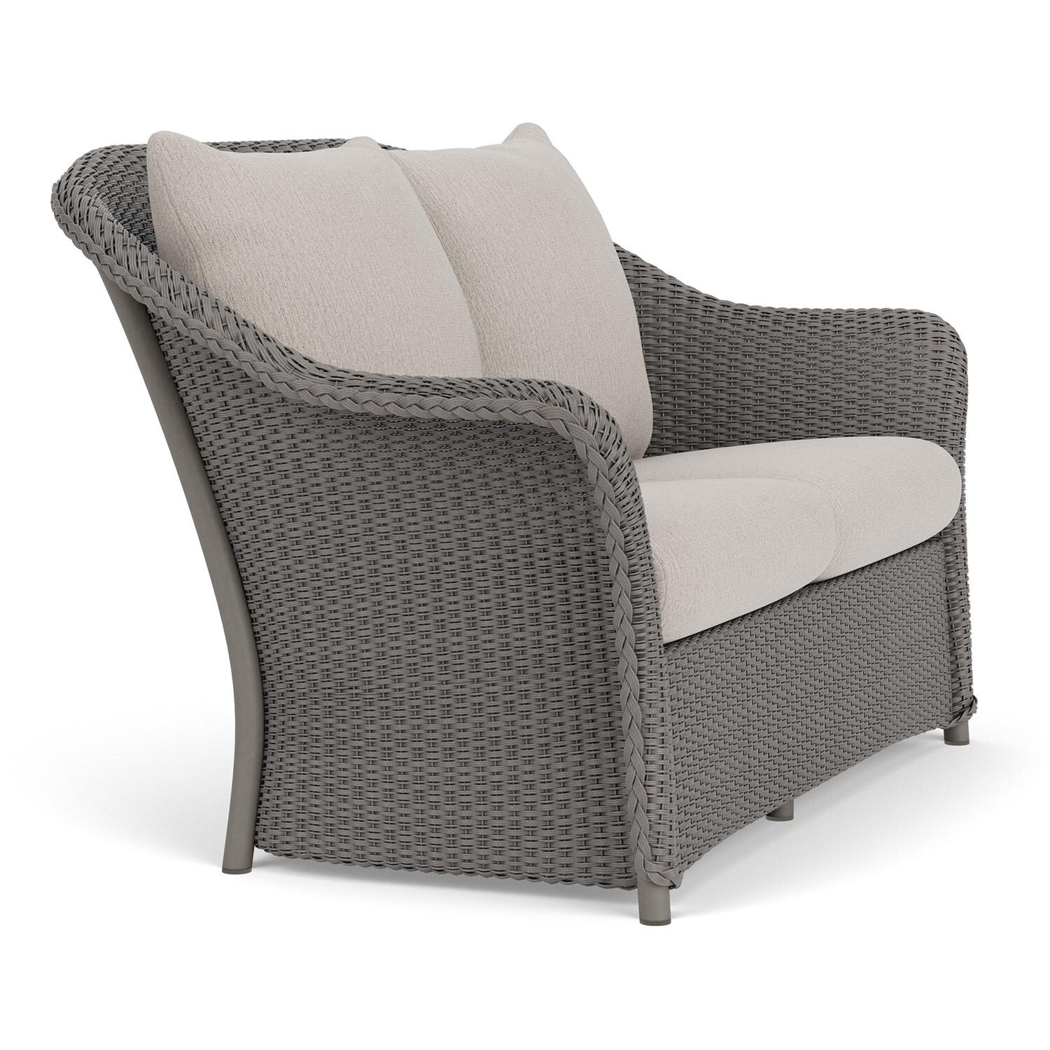 Lloyd Flanders Weekend Retreat Loveseat in Pewter Finish W/ Remy Cloud Fabric - Angled thumbnail