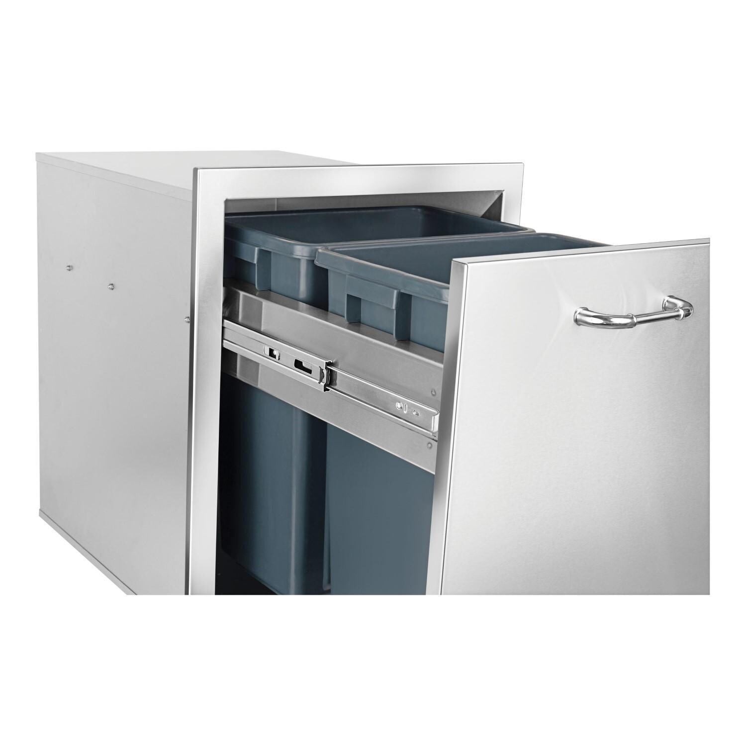 Bull 56950 30-Inch Stainless Steel Double Trash/Recycle Drawer W/ Reveal - Open - Hinge - Detail thumbnail