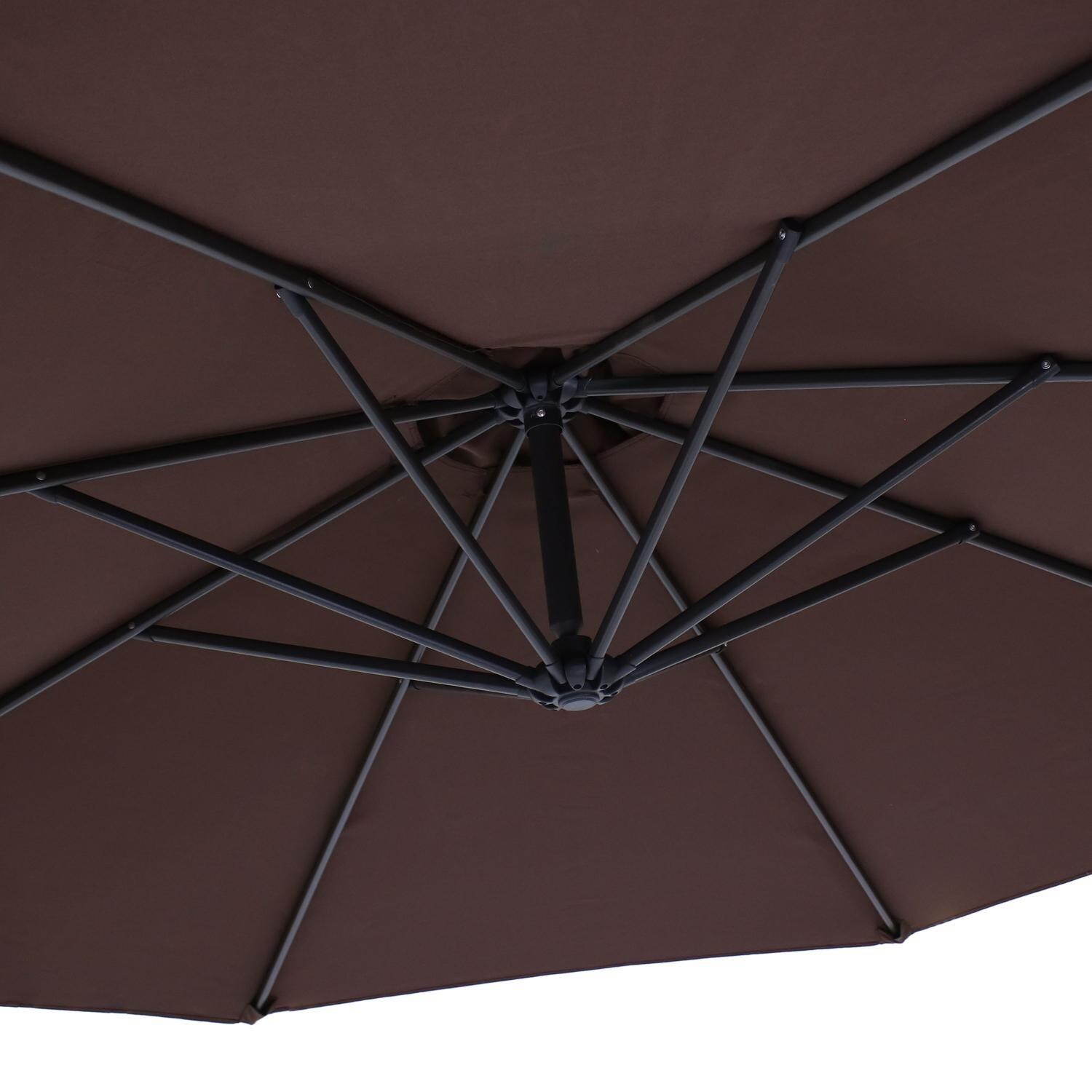 Ultimate Patio 10 Ft. Octagonal Patio Cantilever Umbrella W/ Crank - Brown Canopy Underside thumbnail