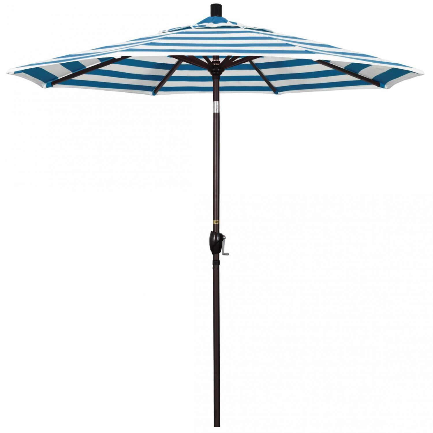 California Umbrella Pacific Trail Series 7.5 Ft Octagonal Aluminum Push Button Tilt Patio Umbrella W/ Crank Lift - Bronze Frame / Sunbrella Cabana Regatta Canopy thumbnail