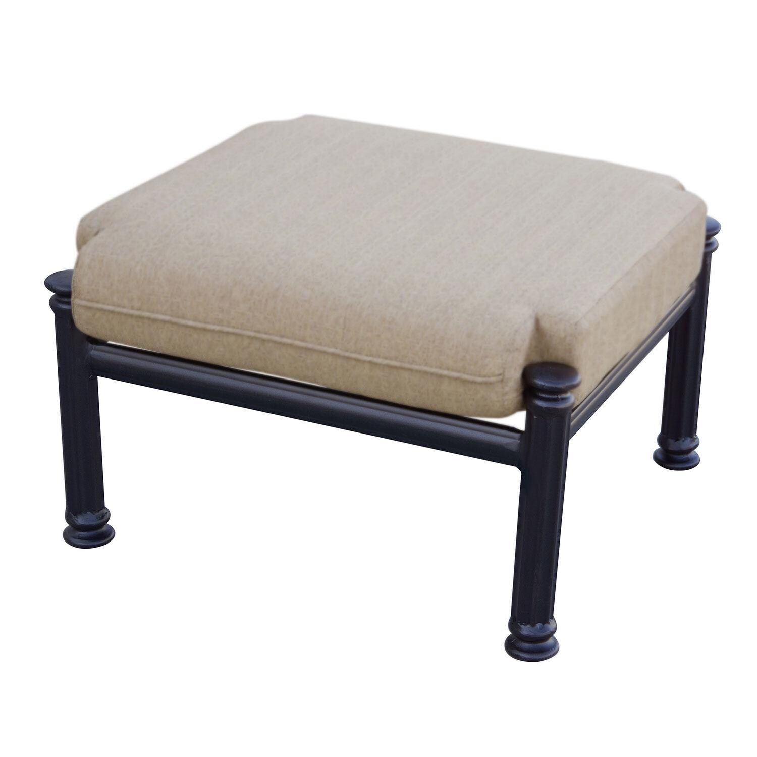 Santa Barbara Cast Aluminum Ottoman in Mocha/Beige Canvas by Darlee