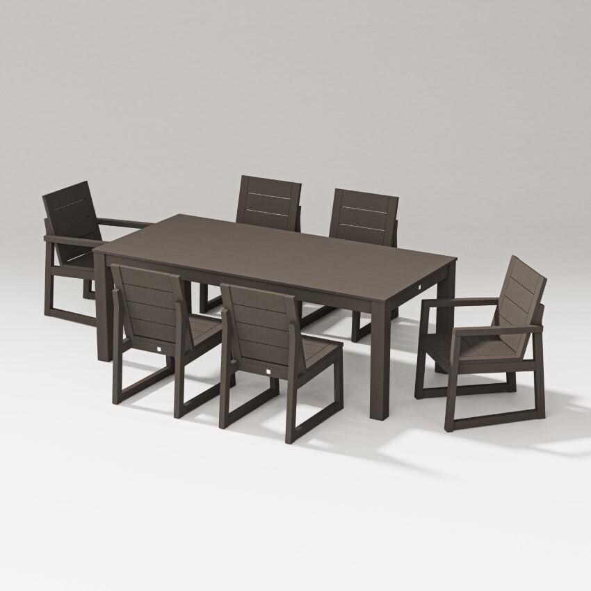 Elevate 7 Pc Parsons Table Dining Set in Vintage Coffee By PW Designer Series