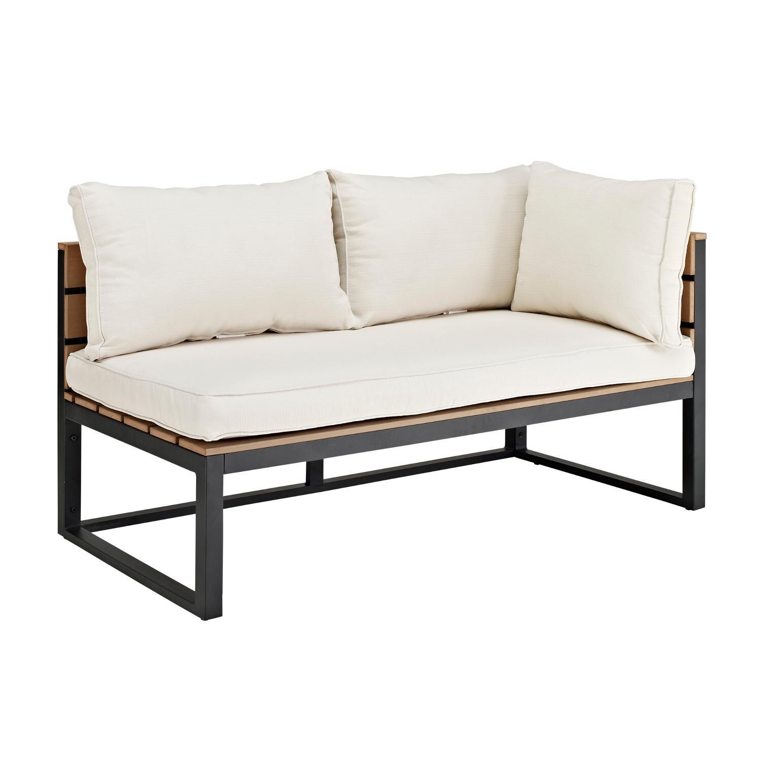 Ultimate Patio Resort Bay 4 Piece Aluminum Patio Sectional Set W/ Natural Cushions - Left Arm Loveseat thumbnail