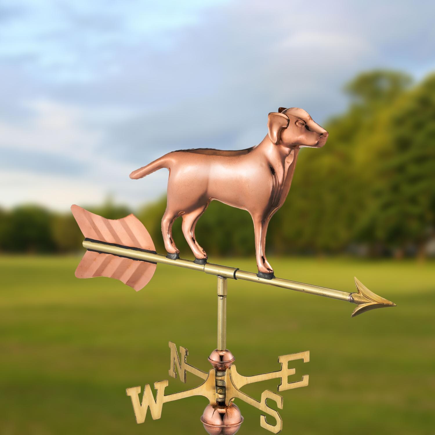 Labrador Retriever Cottage Weathervane W/ Roof Mount By Good Directions - Polished Copper thumbnail