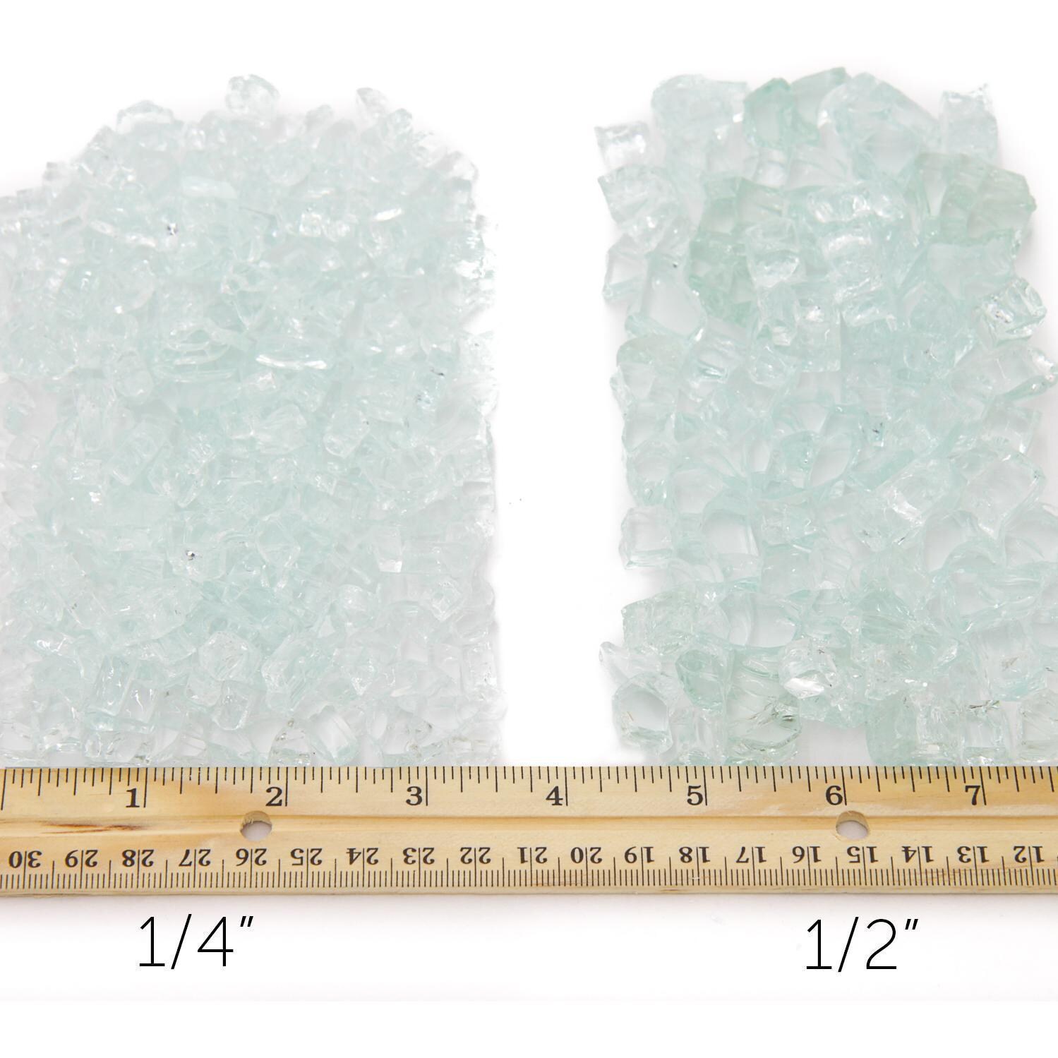 Ice Clear Fire Glass Size Comparison - Non-Reflective Shown thumbnail