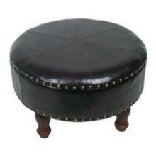 Faux Leather Large Round Stool - Dark Chocolate Finish - YWLF-2523-DC image