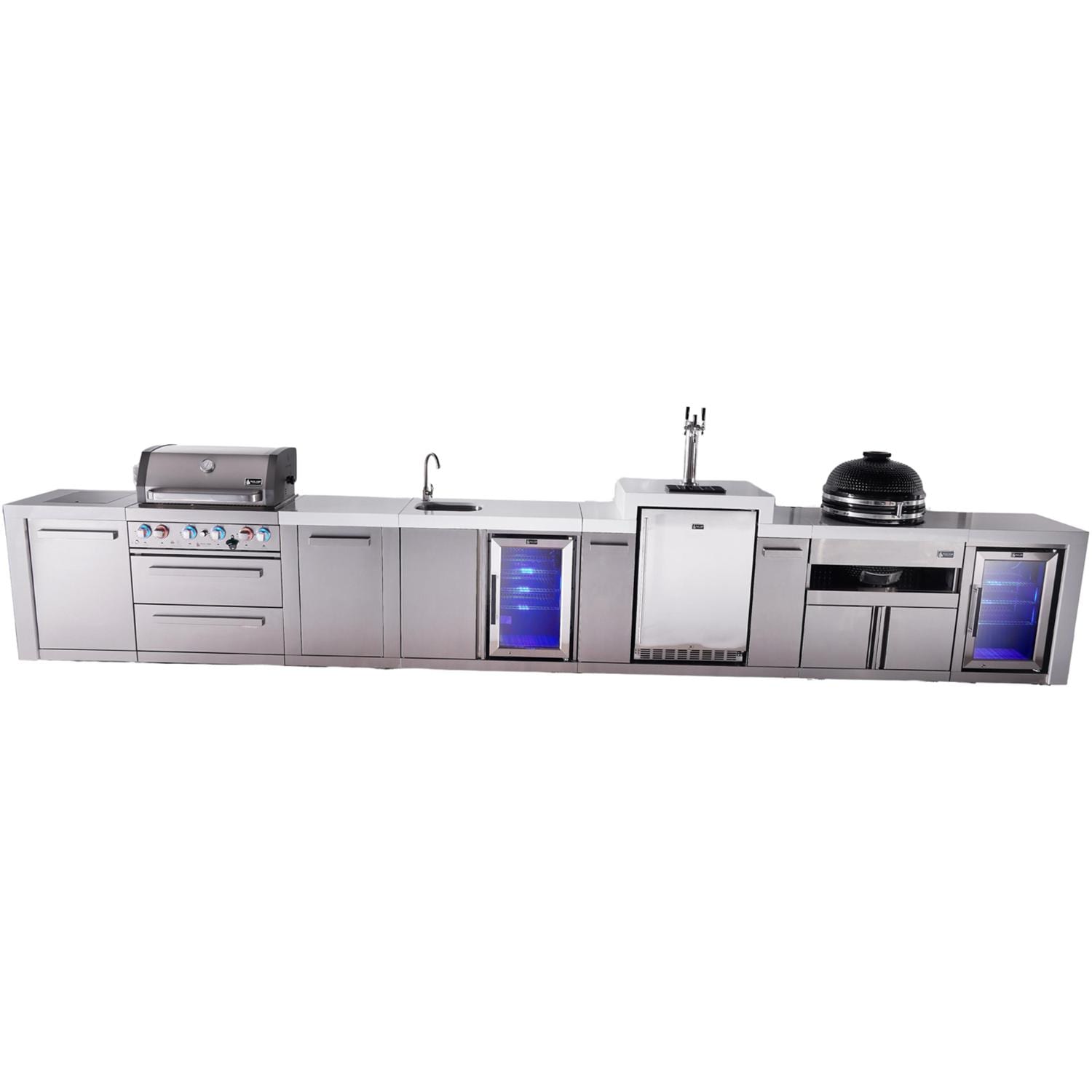 Mont Alpi Deluxe Series 19 Ft Propane Outdoor Kitchen Island w/ 32