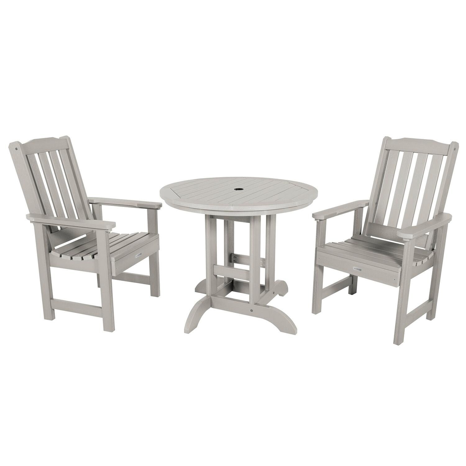 Hart Lane 3 Pc Recycled Plastic Round Dining Set in Harbor Gray By Lakeview Outdoor Designs - White Background thumbnail
