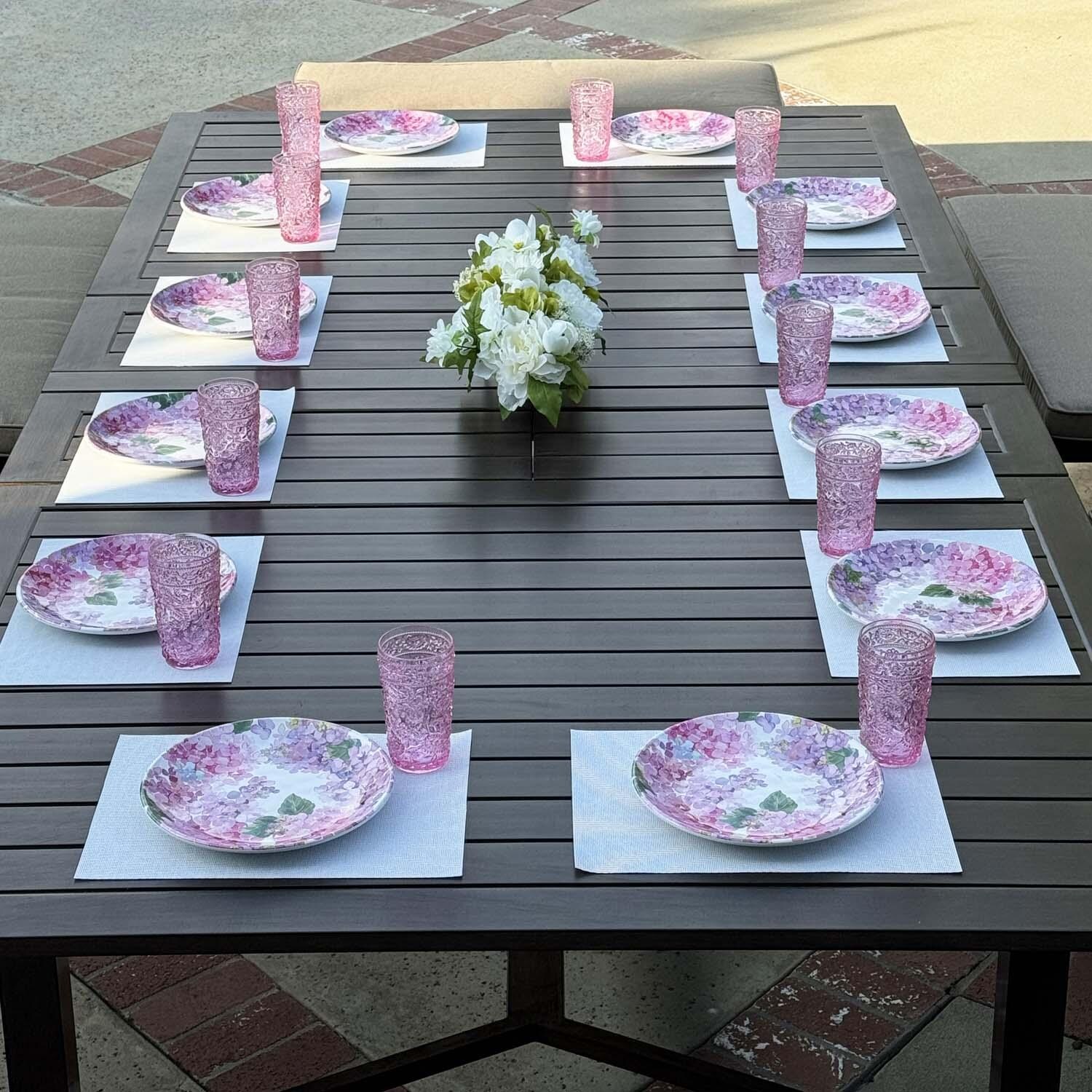 Atlantis 118-in Walnut Aluminum Dining Table by Darlee - Not Extended - Shown w/ Set (Not Included) - Lifestyle thumbnail